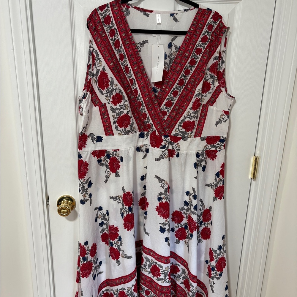 Rosegal Elegant Floral Dress with Red and Blue Accents